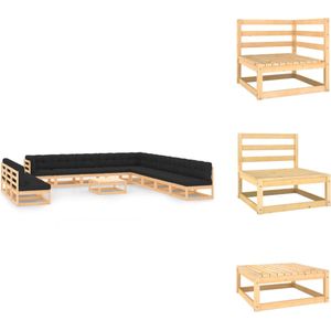 vidaXL Pallet Loungeset - Houten tuinmeubelset - Grenenhout - 70x70x67cm - Antraciet kussen - Tuinset