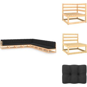 9-tlg. Garten-Lounge-Set mit Kissen Massivholz Kiefer - Gartengeräte - Gartenmöbel - Loungemöbel - Rattan Möbel - Kiefernholzmöbel