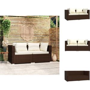 vidaXL hoekbank bruin PE-rattan - 140 x 70 x 60.5 cm - waterdicht - incl - kussens - montage vereist - 2 x hoekbank - 2 x zitkussen - 2 x groot rugkussen - 2 x klein rugkussen - vidaXL - Tuinset