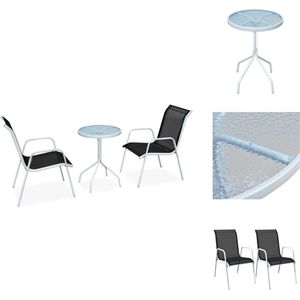 vidaXL Eethoek Voor Buiten - Eethoeken Voor Buiten - Tuinset - Tuinsets - 3-delige Bistroset staal zwart