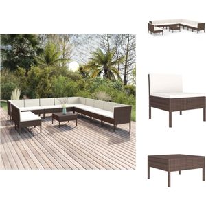 vidaXL Loungeset - PE-rattan - gepoedercoat staal - Bruin - 60x60x35 cm (tafel) - 57x69x69 cm (middenbank) - 69x69x69 cm (hoekbank) - Tuinset