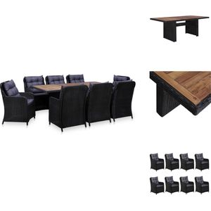 Vidaxl - 9-tlg. Garten-Essgruppe Poly Rattan Schwarz - Outdoor-Möbel - Gartenmöbel - Esstisch - Esszimmergarnitur - Gartenparty