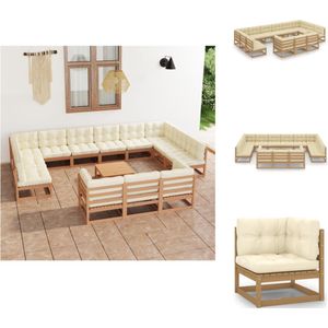 vidaXL Loungeset Grenenhout - Hoekbank 70x70x67 cm - Middenbank 70x70x67 cm - Tafel 70x70x30 cm - Tuinset