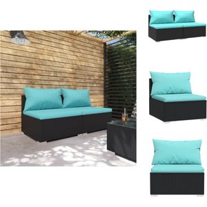 vidaXL Loungeset - Loungesets - Tuinset - Rattan Loungeset - 2-delige Loungeset met kussens poly rattan zwart