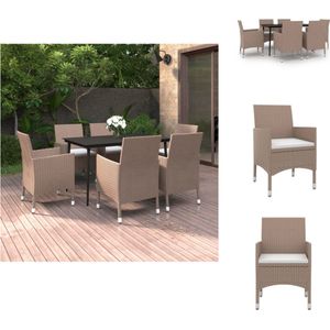 vidaXL Tuinset XXL - PE-rattan - Zwart - 140x70x74 cm - 6 stoelen - Beige - 150 karakters - Tuinset