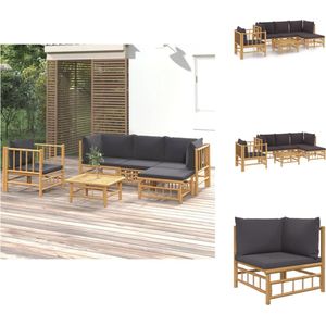 vidaXL Tuinset - Bamboe - Modulair - 1 tafel - 5 zitkussens - 6 rugkussens - Tuinset