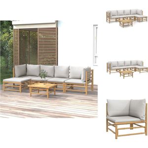 vidaXL Loungeset - Loungesets - Tuinset - Bamboe Loungeset - 6-delige Loungeset met kussens bamboe lichtgrijs