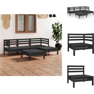 Vidaxl - 5-tlg. Garten-Lounge-Set Massivholz Kiefer Schwarz - Outdoor Lounge Set - Gartenmöbel - Rattan Möbel - Kiefernholzmöbel - Balkonmöbel