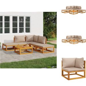 vidaXL Loungeset - Loungesets - Tuinset - Loungeset Tuin - 6-delige Loungeset met taupe kussens massief hout