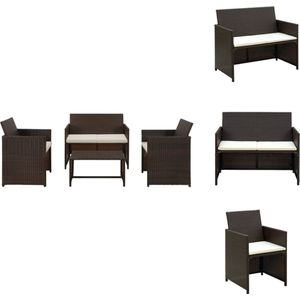 vidaXL Sofa Brown Rattan - Outdoor Furniture Set 100x56x85 cm - Durable - Lightweight - Tuinset