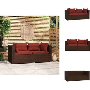 vidaXL Hoekbank Tuinset - Bruin PE-rattan - 140 x 70 x 60.5 cm - Waterdicht - Comfortabele kussens - Montage vereist - 2x Hoekbank - 2x Zitkussen - 2x Groot rugkussen - 2x Klein rugkussen - Tuinset