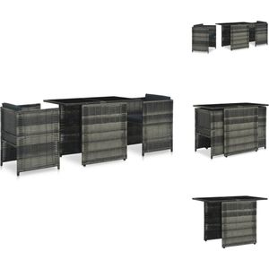 Vidaxl - 3-tlg. Bistro-Set mit Auflagen Poly Rattan Grau - Balkonmöbeln - Gartenmöbel - Rattanmöbel - Essgruppen - Outdoor-Möbel