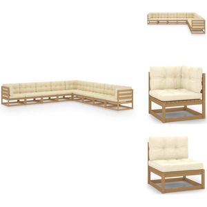 9-tlg Garten-Lounge-Set mit Kissen Honigbraun Massivholz Kiefer - Gartensofa - Lounge Set - Gartenmöbel - Rattan Möbel - Outdoor Furniture