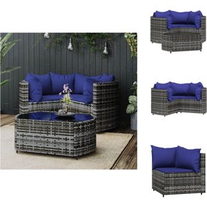 vidaXL Loungeset - Loungesets - Tuinset - Rattan Loungeset - 4-delige Loungeset met kussens poly rattan grijs