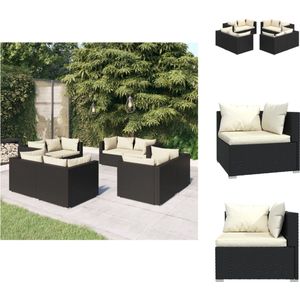 Vidaxl - 8-tlg. Garten-Lounge-Set mit Kissen Poly Rattan Schwarz - Garten Lounge Set - Outdoor Möbel - Rattan Gartenmöbel - Gartenmöbel Schwarz