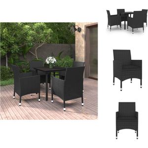 vidaXL Eethoek - Zwart - PE-rattan - Staal - 80x80x74cm - Weerbestendig - Tuinset