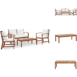vidaXL Tuinbank Set - Tuinbank Sets - Bankenset - Bankensets - 4-delige Loungeset met kussens massief acaciahout