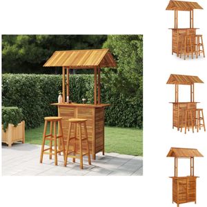 vidaXL Houten Tuinbarset - Acaciahout - Tuintafel 113x106x217 cm - Barkrukken 34x34x76 cm - Tuinset