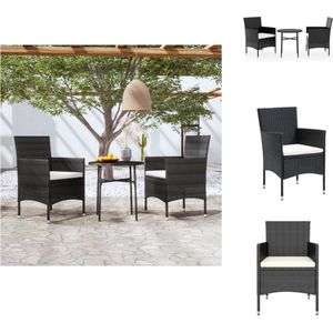 vidaXL Tuinset - Tuinsets - Eetset - Eethoek - 3-delige Tuinset poly rattan zwart
