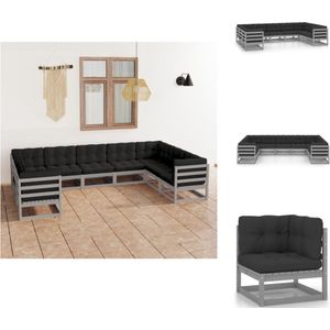 vidaXL Loungeset Grenenhout - Hoekbank 70x70x67 cm - Zitkussen 70x70x8 cm - Rugkussen 70x40x8 cm - Tuinset