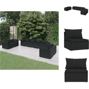 8-tlg. Garten-Lounge-Set mit Kissen Poly Rattan Schwarz - Gartensofas - Lounge Set - Outdoor Furniture - Gartenmöbeln - Rattan Möbel