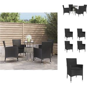 vidaXL Bistroset - Bistrosets - Bistro Set - Bistrotafel - 5-delige Bistroset met kussens poly rattan zwart