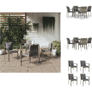 vidaXL Tuinset - Tuinsets - Tuin Set - Tuinmeubelset - 5-delige Tuinset met kussens poly rattan grijs