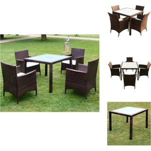 vidaXL Rattan Tuinmeubelset - Bruin - 9 delen (90x90x75cm tafel - 58x61x88cm stoel) - Tuinset