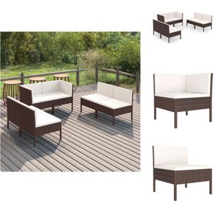 6-tlg. Garten-Lounge-Set mit Auflagen Poly Rattan Braun - Gartenloungesessel - Outdoor-Sofa - Loungeset - Gartenmöbeln - Rattanmöbel