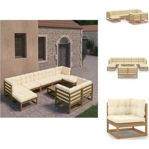 10-tlg. Garten-Lounge-Set mit Kissen Honigbraun Massivholz - Gartensofa - Lounge Set - Gartenmöbel - Outdoor Möbel - Rattan Gartenmöbel