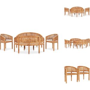 vidaXL Tuinstoel - Tuinstoelen - Houten Loungestoel - Houten Loungestoelen - 5-delige Loungeset banaanvormig massief teakhout