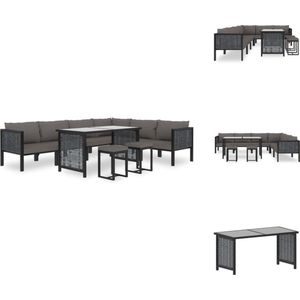 vidaXL Loungeset Poly Rattan - Antraciet/Zwart - 264 x 200 x 64 cm - Modulair ontwerp - Tuinset