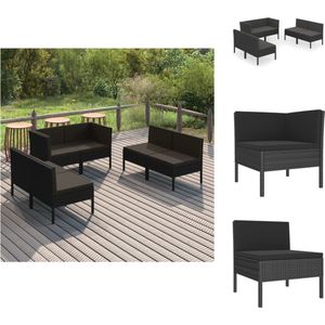 Vidaxl - 6-tlg. Garten-Lounge-Set mit Auflagen Poly Rattan Schwarz - Gartenloungesessel - Outdoor-Sofa - Gartenmöbeln - Rattan-Möbel - Loungeset