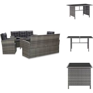 vidaXL Eethoek - Eethoeken - Eetset - Eetsets - 5-delige Tuinset met kussens poly rattan grijs