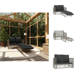 vidaXL Tuin Loungeset - Tuin Loungesets - Tuinbank - Tuinbanken - 2-delige Loungeset met kussens poly rattan grijs