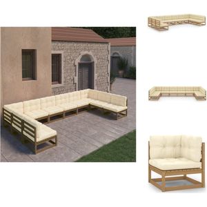 10-tlg. Garten-Lounge-Set mit Kissen Honigbraun Massivholz - Gartenmöbel - Lounge Set - Holzmöbel - Outdoor Möbel - Gartenloungeset