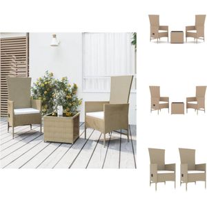 Vidaxl - 3-tlg. Garten-Lounge-Set Beige Poly Rattan & Stahl - Gartenmöbel - Loungesessel - Rattan Möbel - Outdoor Furniture - Garten Lounge Set