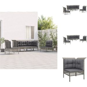 vidaXL Loungeset Tuinhoekbank en Middenbank - Grijs - 65x65x75cm / 55x65x75cm - PE-rattan - Tuinset