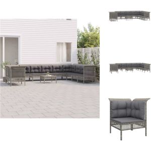 vidaXL Loungeset - Loungesets - Tuinset - Tuinmeubelset - 11-delige Loungeset met kussens poly rattan grijs