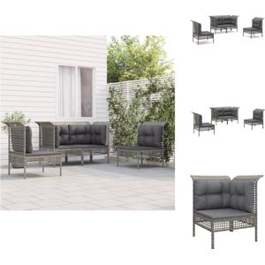 Vidaxl - 4-tlg. Garten-Lounge-Set mit Kissen Grau Poly Rattan - Gartenmöbel - Loungeset - Gartenlounge - Outdoor Möbel - Rattan Gartenmöbel
