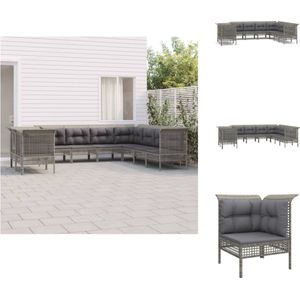 vidaXL Loungeset - Loungesets - Tuinset - Tuinmeubelset - 9-delige Loungeset met kussens poly rattan grijs