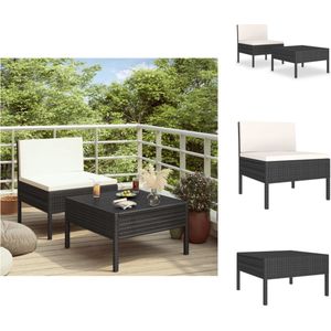 Vidaxl - 2-tlg. Garten-Lounge-Set mit Auflagen Poly Rattan Schwarz - Gartenloungeset - Loungemöbel - Outdoormöbel - Rattanmöbel - Gartenmöbel Set