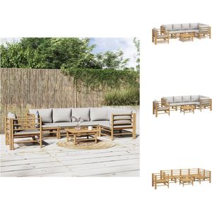 vidaXL Loungeset - Loungesets - Tuinset - Bamboe Loungeset - 7-delige Loungeset met lichtgrijze kussens bamboe