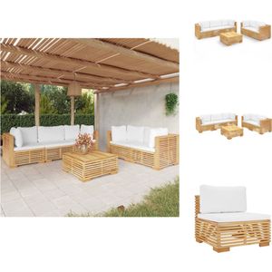 vidaXL Loungeset - Loungesets - Loungeset Voor De Tuin - Loungeset Voor Terras - 6-delige Loungeset met kussens massief teakhout