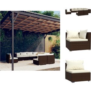 vidaXL Loungeset - Poly Rattan - Bruin - 3 Hoekbanken - 6 Middenbanken - 9 Zitkussens - 12 Rugkussens - Tuinset