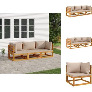 vidaXL Loungeset - Loungesets - Tuinset - Loungeset Tuin - 3-delige Loungeset met kussens massief hout taupe