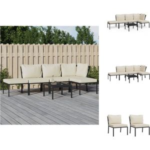 vidaXL Loungeset Staal - 60x60x35 cm - Zwart - Inclusief Kussens - Tuinset