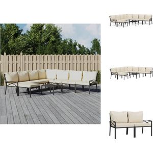 vidaXL Loungeset - Loungesets - Tuinset - Loungeset Tuin - 9-delige Loungeset met kussens staal zandkleurig