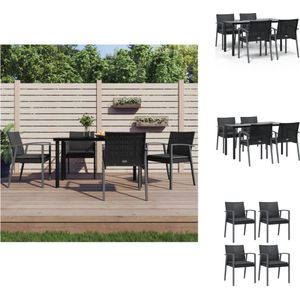 vidaXL Tuinset - PE-rattan - Zwart - 4 Stoelen - Tafel 140x70x74 cm - Tuinset