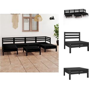 Vidaxl - 7-tlg. Garten-Lounge-Set Schwarz Massivholz Kiefer - Gartenmöbel - Loungesessel - Gartenloungeset - Rattan Möbel - Kiefernholzmöbel